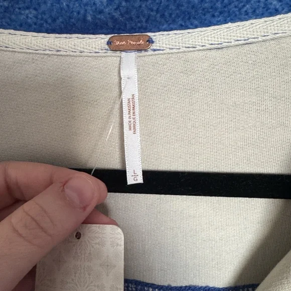 Free People Blue and Cream Ombre Button-Up Shacket - Picture 6 of 8